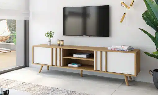 מזנון לסלון רוחב 180 סמ אלון משולב לבן