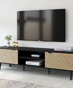 מזנון לסלון שחור משולב אלון