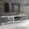 מזנון רוחב 160 סמ לסלון לבן משולב דלתות דמוי בטון