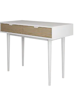 שולחן מחשב מעוצב לבן משולב אלון רוחב 120