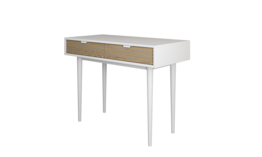 שולחן מחשב מעוצב לבן משולב אלון רוחב 120