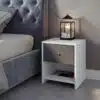 שידה לילה לבנה משולב אפור