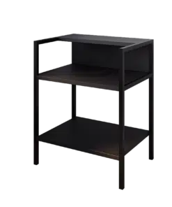 שידת לילה בצבע שחור עם מדפים