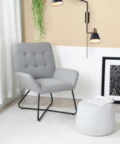 כורסא בעיצוב קלאסי בד אפור