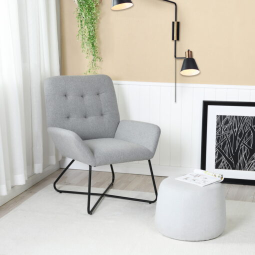 כורסא בעיצוב קלאסי בד אפור