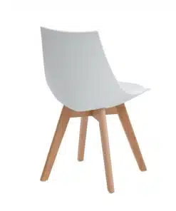 כסא אוכל דמוי עור לבן ועץ