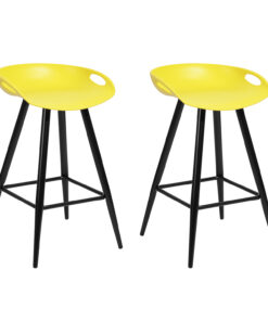 כסא בר למטבח עם משענת בצבע צהוב