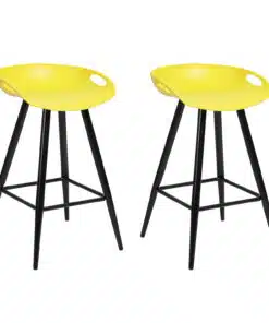 כסא בר למטבח עם משענת בצבע צהוב