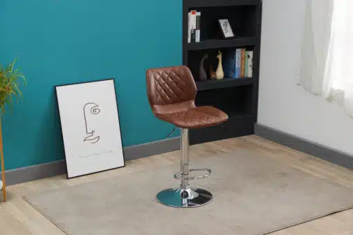 כסא בר מתכוונן חום כאמל גבוה