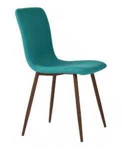 כסאות פינת אוכל בבד טורקיז עם רגליים עץ
