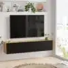 מזנון צף לסלון מודרני בצבע אלון משולב שחור
