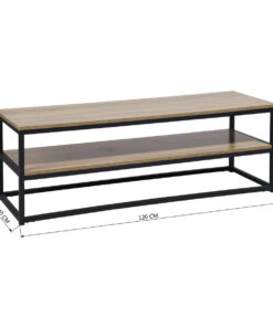 שולחן מלבני לסלון עם מדף תחתון עץ אלון