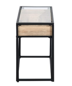 שולחן סלון בזול מתכת עץ וזכוכית