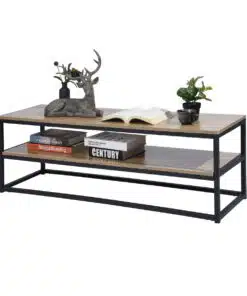 שולחן סלון מלבני מעץ ומתכת