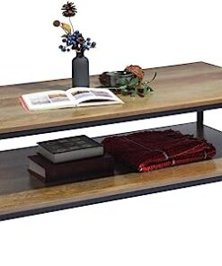 שולחן סלון מלבני עץ אגוז ומתכת