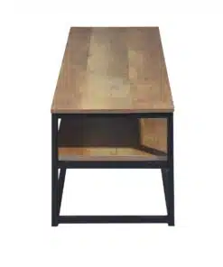 שולחן קפה מלבני מתכת ועץ