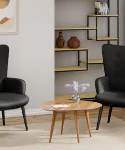 כורסא בד שחור עם משענת גב גובה