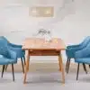 כיסא קטיפה יוקרתי לפינת אוכל בצבע תכלת - טורקיז