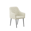 כיסא קטיפה מרופד מעוצב בסגנון יוקרתי בצבע שמנת