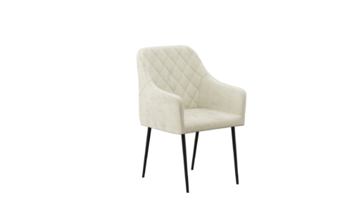 כיסא קטיפה מרופד מעוצב בסגנון יוקרתי בצבע שמנת