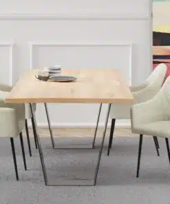 כסאות פינת אוכל בעיצוב קלאסי בד שמנת במבצע