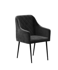 כיסא קטיפה מרופד מעוצב בסגנון יוקרתי בצבע שחור