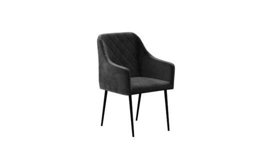כיסא קטיפה מרופד מעוצב בסגנון יוקרתי בצבע שחור