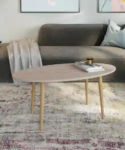 שולחן אובלי לסלון בצבע אלון מבצע חיסול מלאי