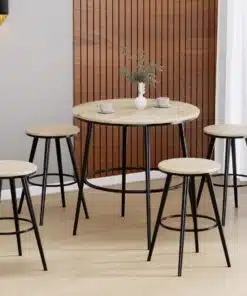 שולחן בר עגול ו-4 כיסאות בר