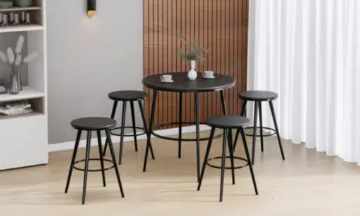 שולחן בר שחור עם כסאות מבצע