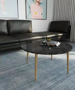 שולחן סלון שיש שחור עם גידים במבצע חיסול