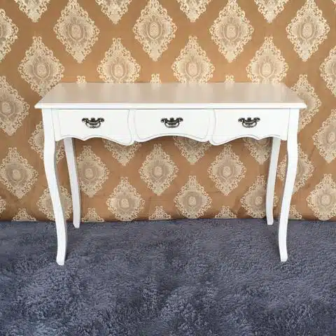שולחן קונסולה לבן עם מגירות במבצע - קונסולה קלאסית בעיצוב וינטג' בצבע לבן - קונסלות סטייל מאסטר רהיטים - רהיטים איכותיים לבית ולמשרד שולחן קונסולה לבן עם מגירות במבצע