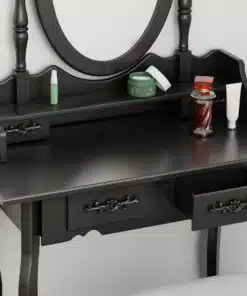 שידת איפור בצבע שחור עם מגירות