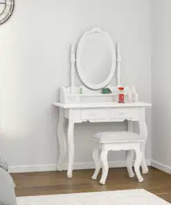 שידת איפור לבנה וינטאג