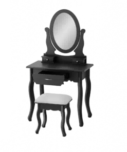 שידת איפור לחדר שינה עם מראה בצבע שחור