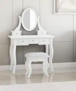 שידת איפור לנשים בצבע לבן