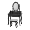 שידת איפור מעוצבת בצבע שחור עם כיסא תואם