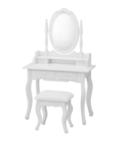 שידת איפור מעוצבת לחדר השינה כולל כיסא תואם