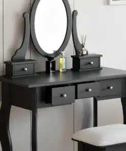 שידת איפור עם מגירות בצבע שחור