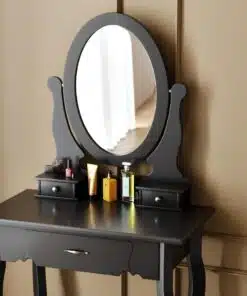 שידת איפור עם מראה בצבע שחור