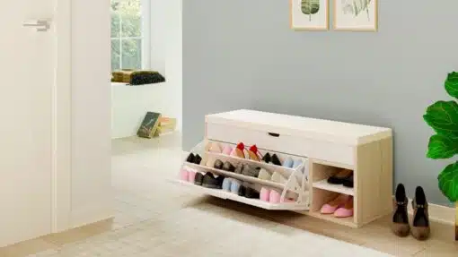 ארון נעליים עם ספסל
