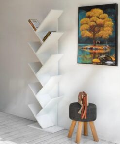 ארון ספרים לסלון בצבע לבן