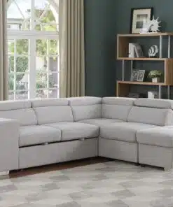 סלון פינתי נפתח למיטה עם ארגז מצעים