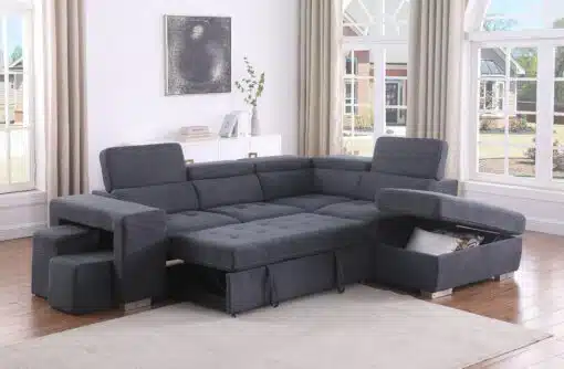 סלון פינתי נפתח למיטה עם ארגז מצעים במבצע
