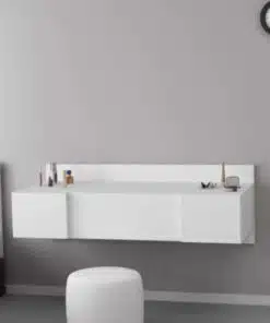 שידת איפור לבנה צפה