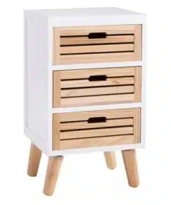 שידת לילה גבוה לבן משולב עץ