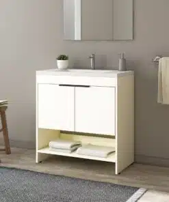 ארון אבמטיה עם כיור בילט אין בצבע לבן