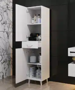 ארון מדפים לאמבטיה רוחב 40 סמ בצבע לבן