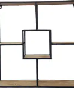 יחידת מדפים גדולה מעץ ומתכת