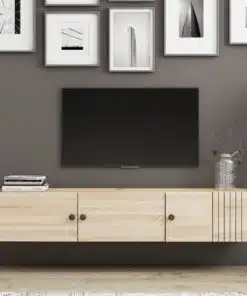 מזנון צף לטלוויזיה בגוון עץ רוחב 180 סמ בזול